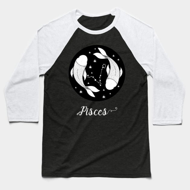 Pisces Baseball T-Shirt by LM's Designs